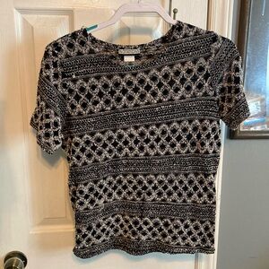 Notations Black and White Fitted Top Size M